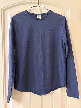 Zara Kids Navy Blue Long Sleeve Tee with Heart Accent, Size 13-14